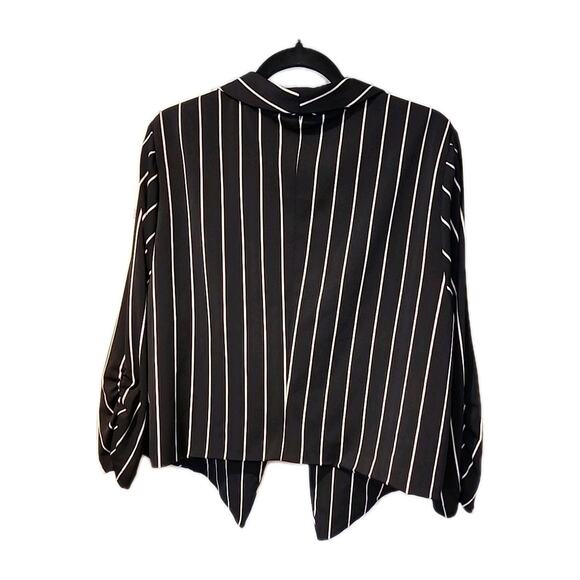 Torrid Plus 3 3X Black Stripe Crepe Open Front Blazer Hi-Low Hem Business Career - Picture 3 of 7
